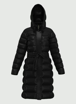 Long down jacket with removable hood and belt - 21355