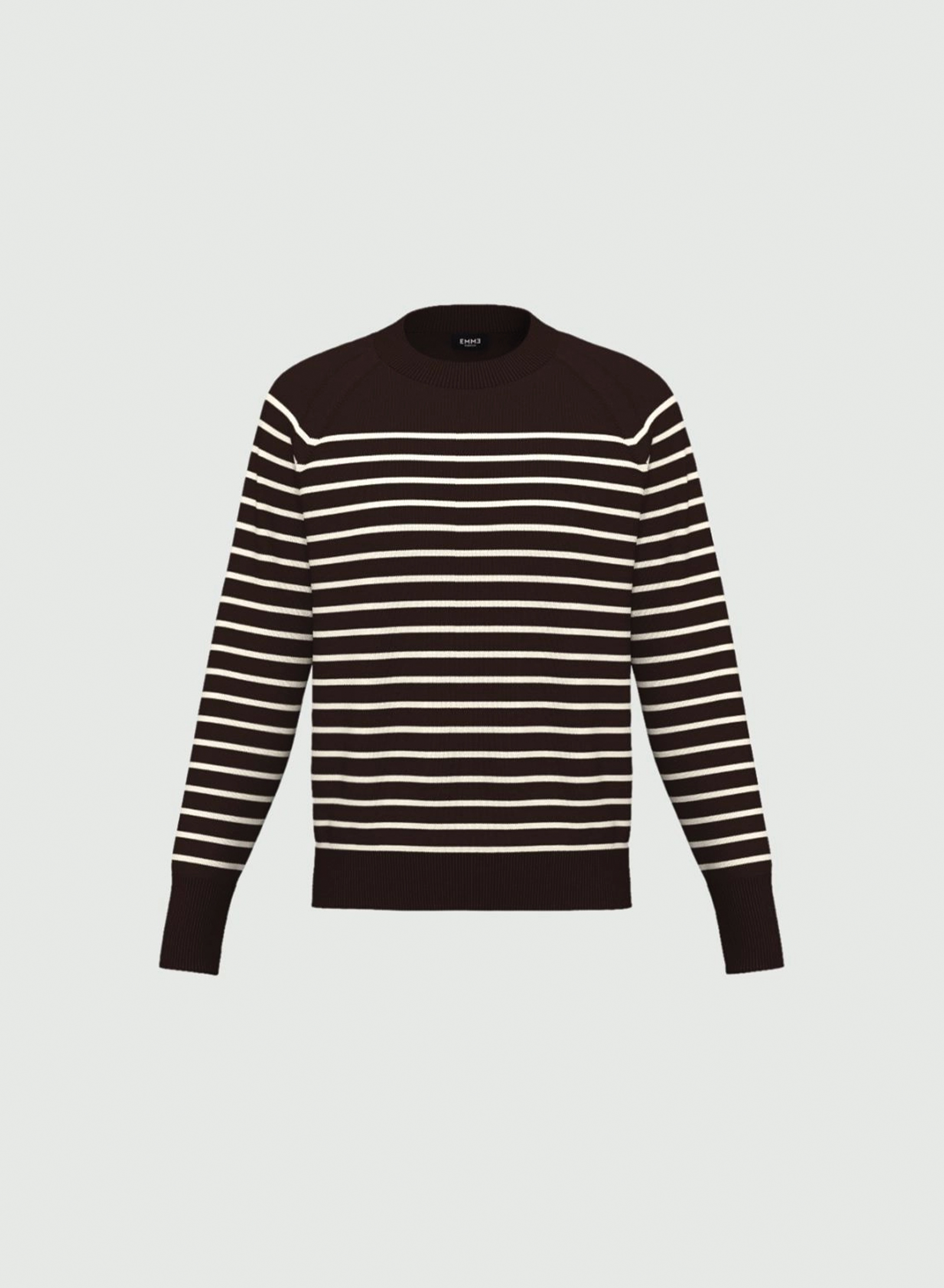 Σοκολά πλεκτό Πουλόβερ ριγέ με μακριά μανίκια Emme Marella - 4