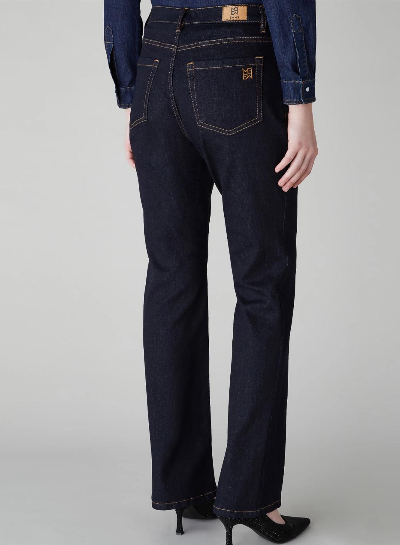 Navy Blue Five-pocket jeans in stretch cotton with a slim flare line Emme Marella - 3