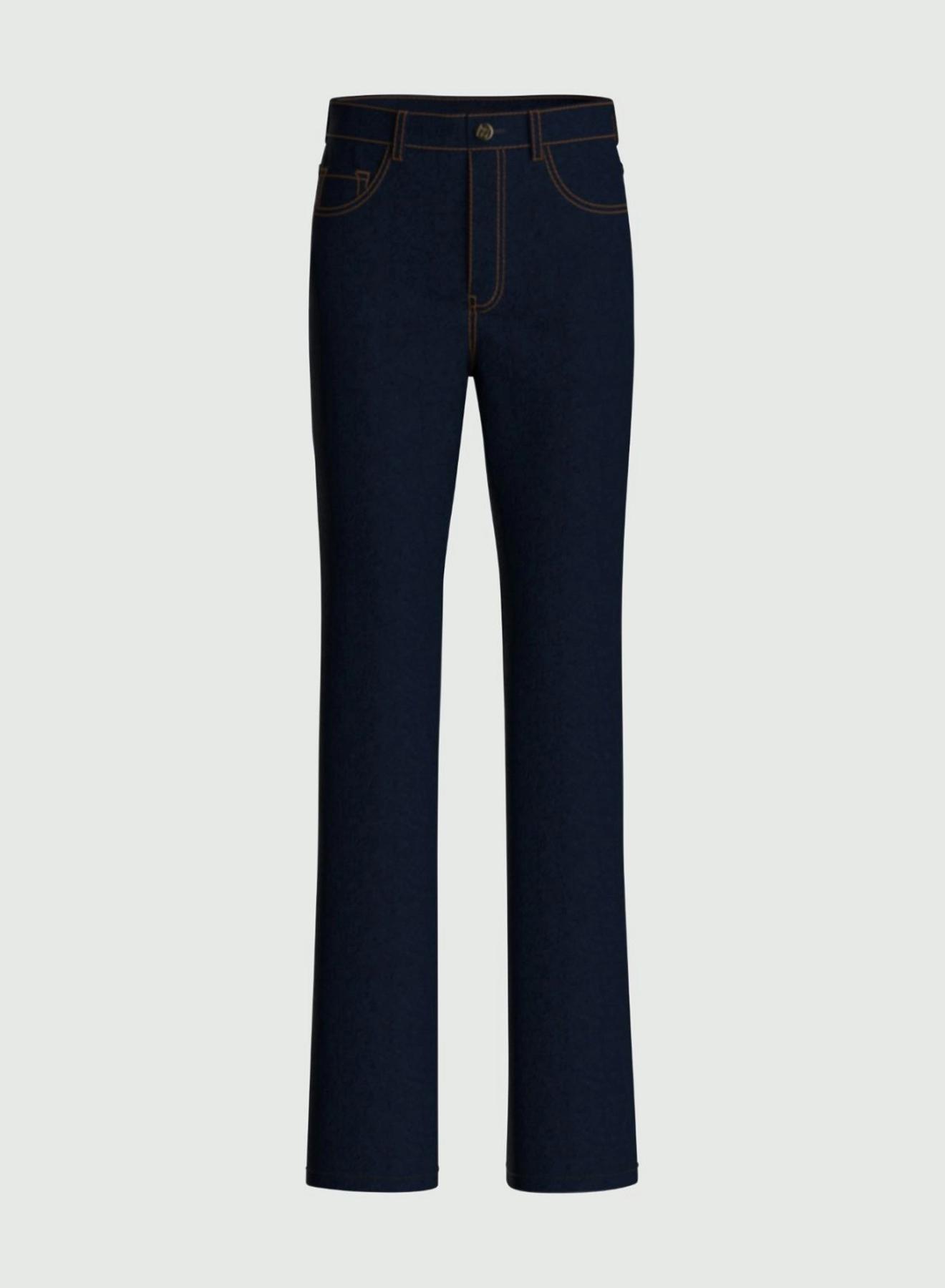 Navy Blue Five-pocket jeans in stretch cotton with a slim flare line Emme Marella - 4