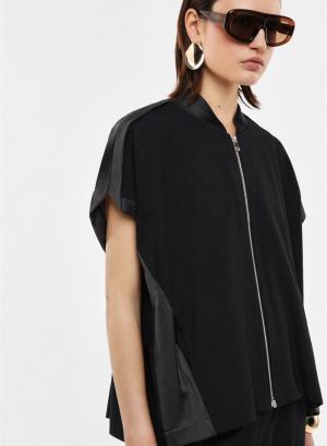 Black Cardigan with zipper and with satin details Imperial - 59333