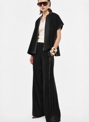 Black wide legs Trousers with satin details and with elasticated waistband Imperial - 59729
