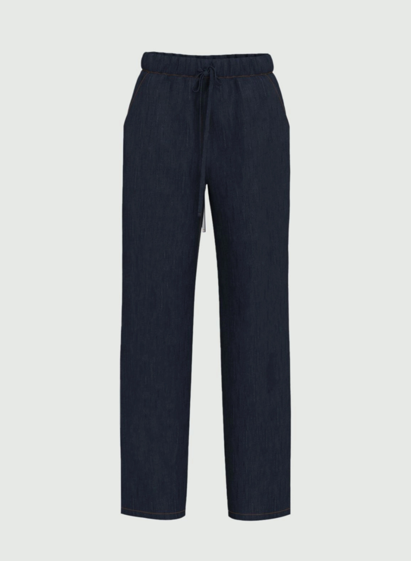 Navy Blue Τζιν Παντελόνι με λάστιχο και κορδόνι στη μέση Emme Marella - 3