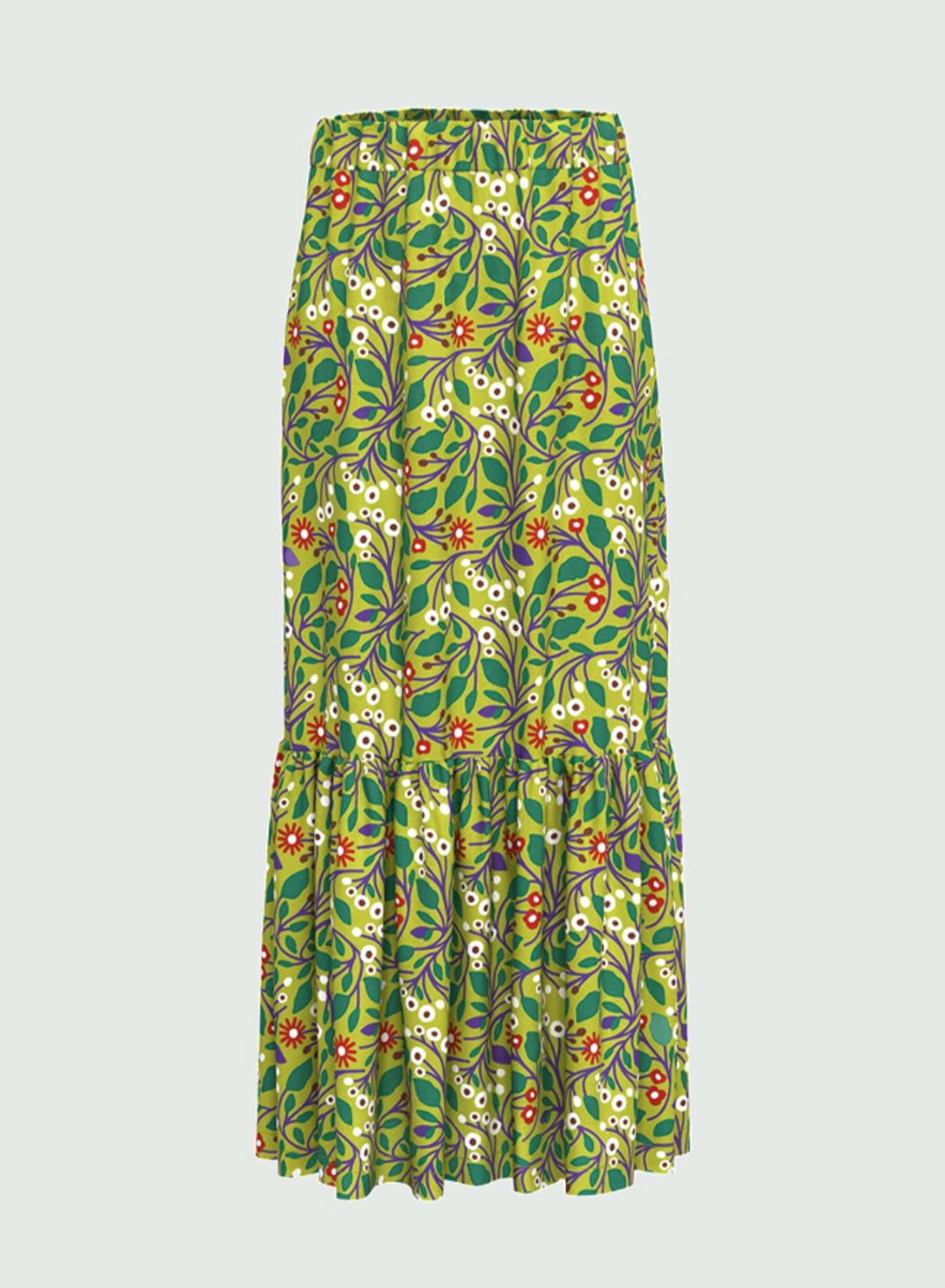 Straight-fit long flounce-hem patterned skirt - 4