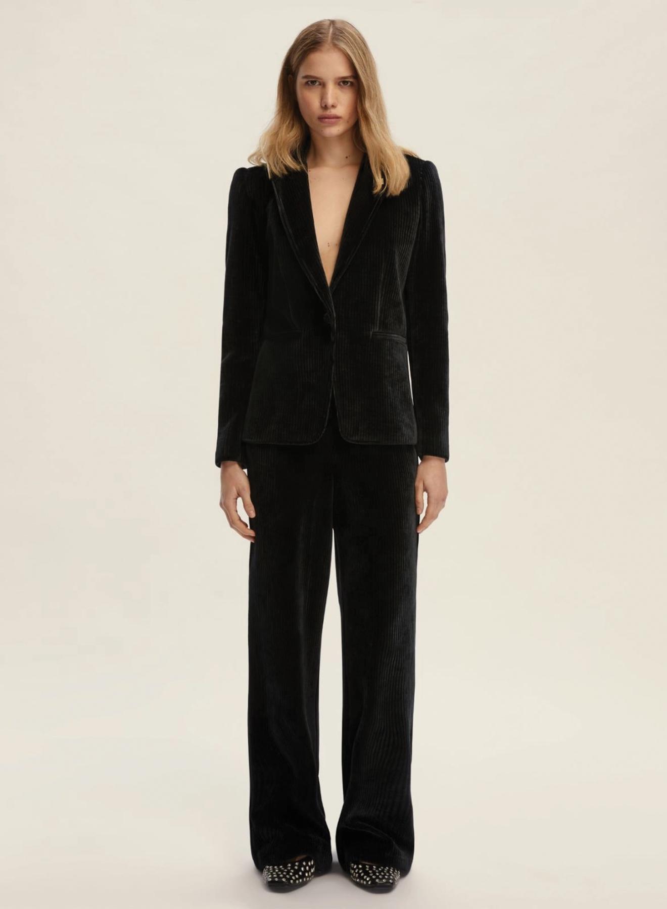 Dark Grey straight fit corduroy Trousers with elasticated rear waistband Emme Marella - 1