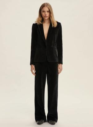 Dark Grey straight fit corduroy Trousers with elasticated rear waistband Emme Marella - 48317