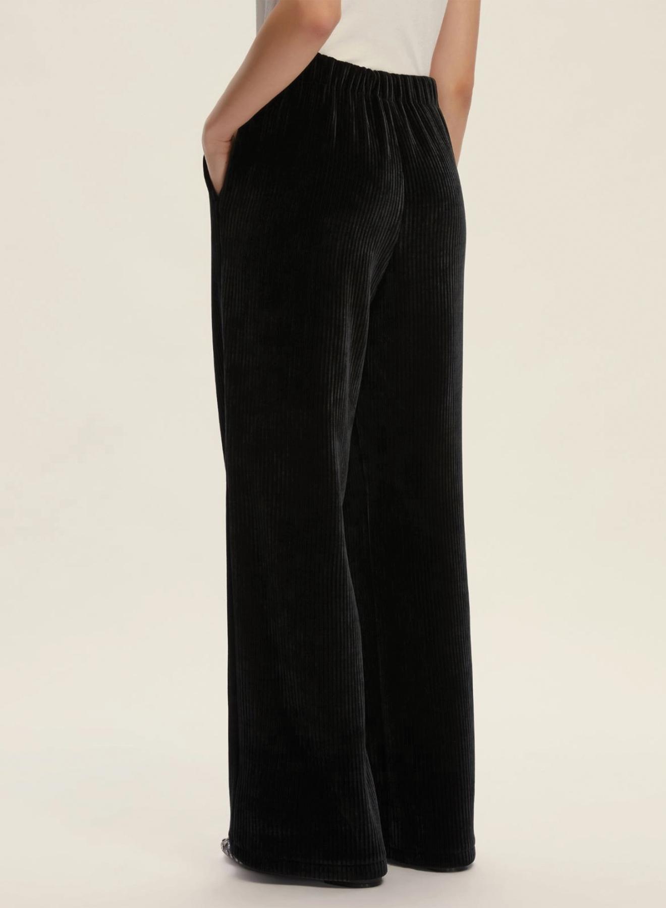 Dark Grey straight fit corduroy Trousers with elasticated rear waistband Emme Marella - 2