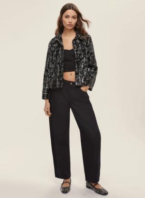 Μαύρο-Λευκό tweed Σακάκι με παγιέτες Emme Marella - 48371