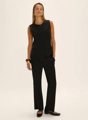 Black satin Waistcoat, semi-fitted and with rounded neckline Emme Marella - 48391