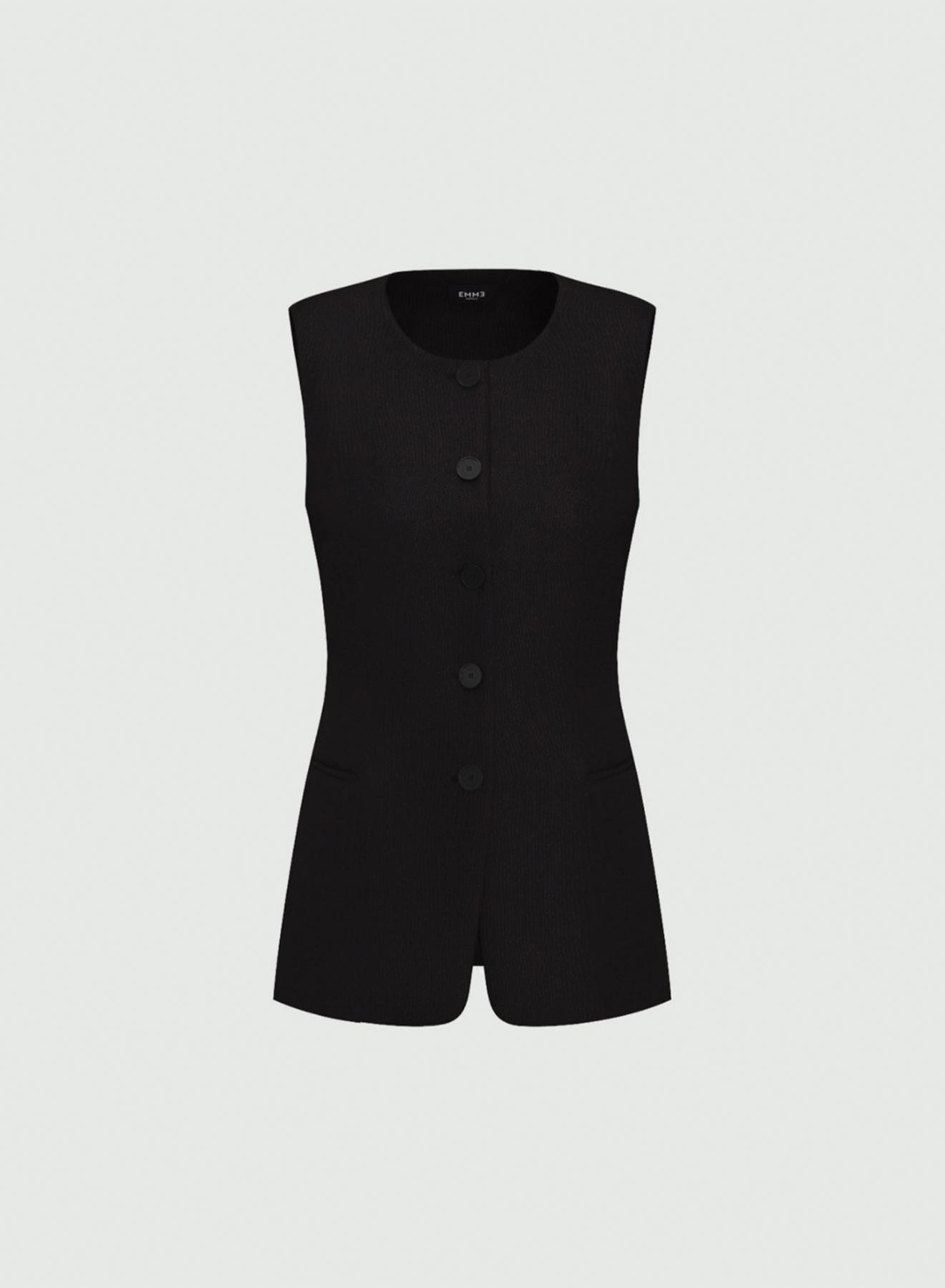 Black satin Waistcoat, semi-fitted and with rounded neckline Emme Marella - 5