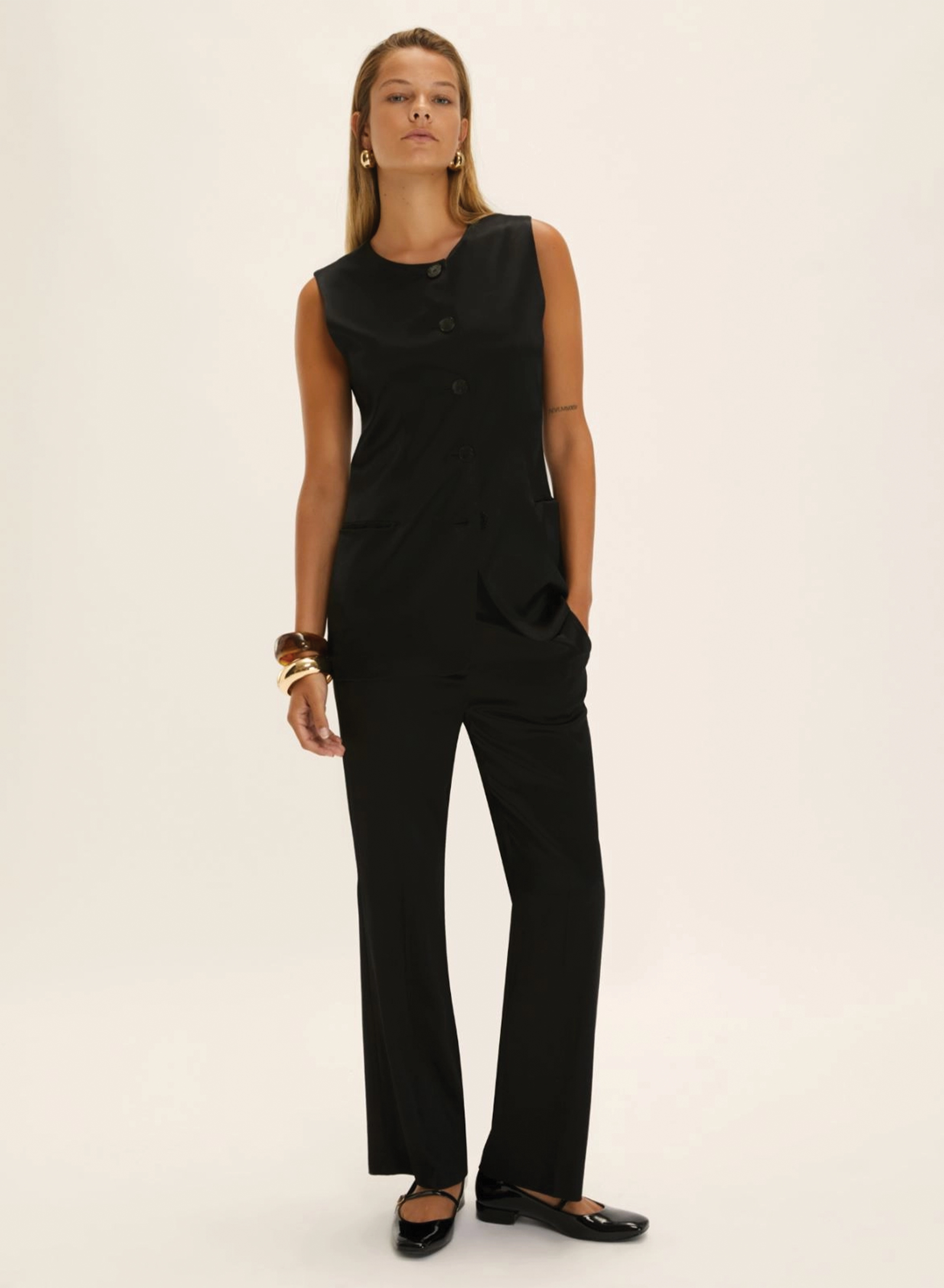 Black satin Trousers with a slight flare Emme Marella - 2