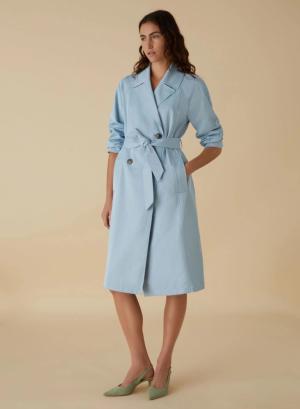 Light Blue straight fit trench coat with matching belt Emme Marella  - 27871