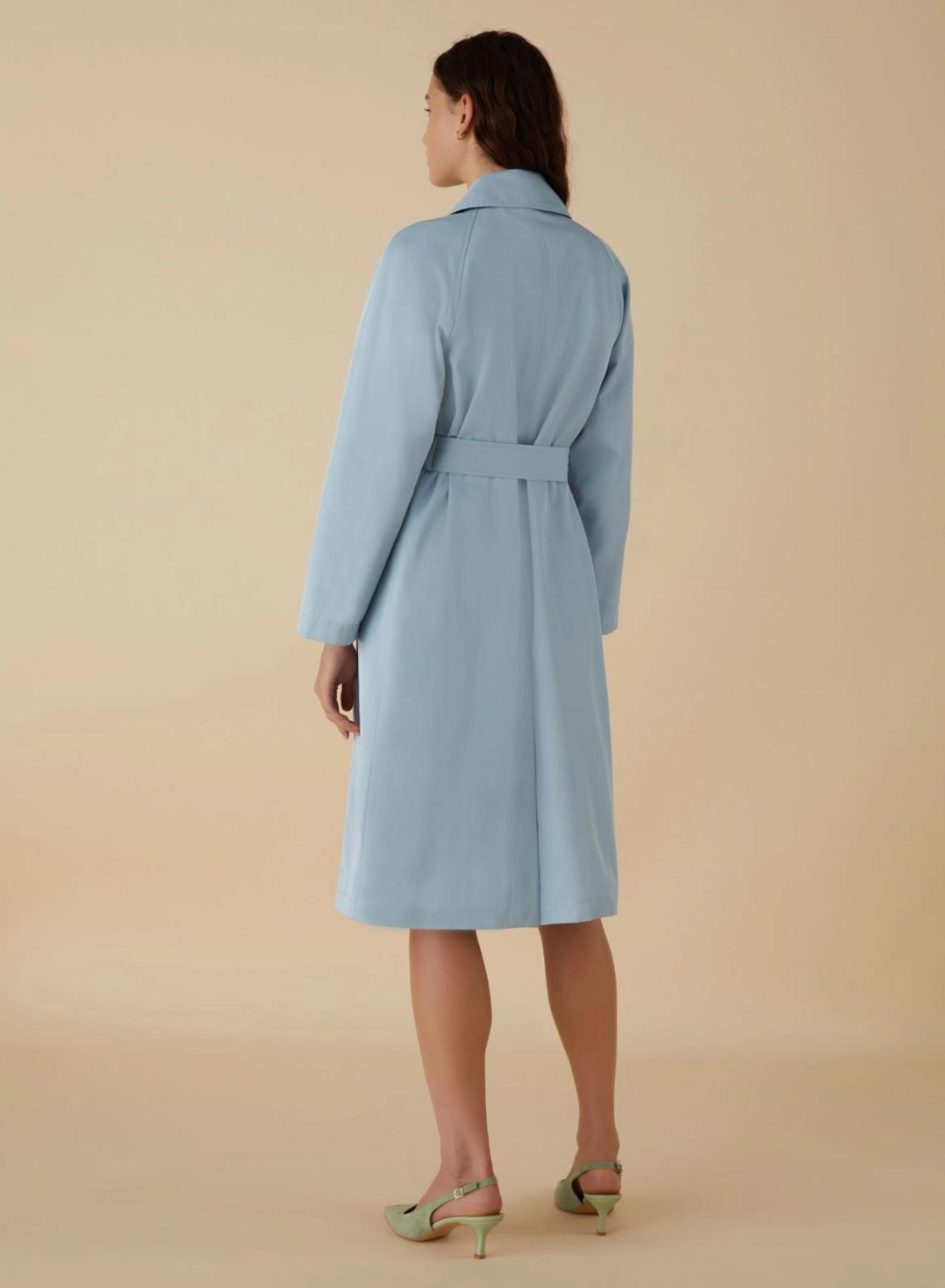 Light Blue straight fit trench coat with matching belt Emme Marella  - 2