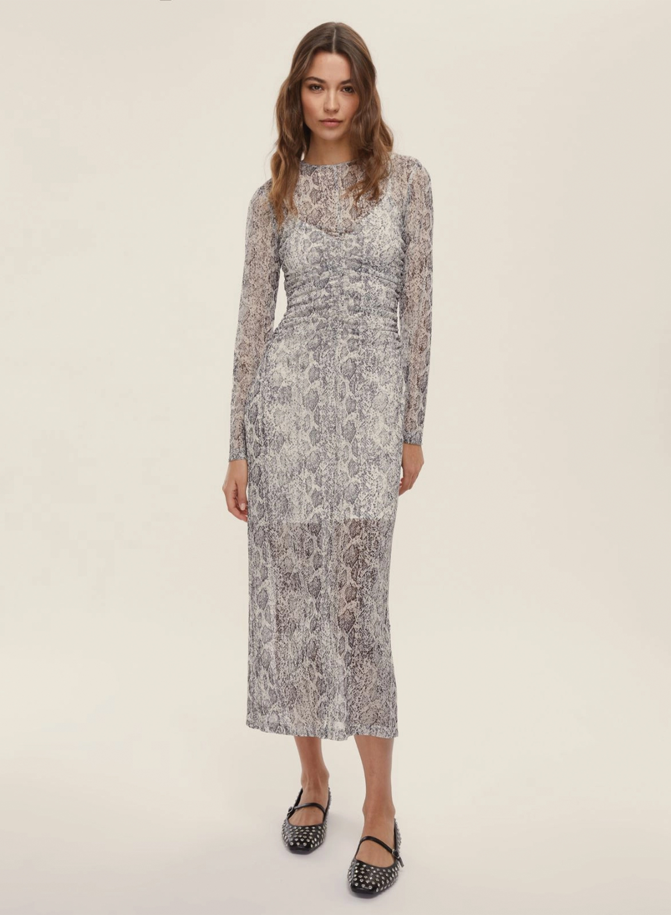 White-Black tulle Dress with python print Emme Marella - 0