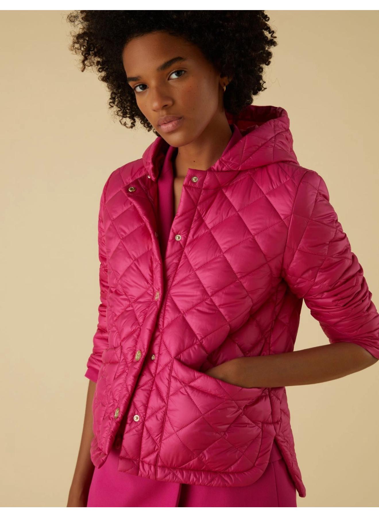 Fuchsia water-repellent padded jacket with removable hood Emme Marella - 3