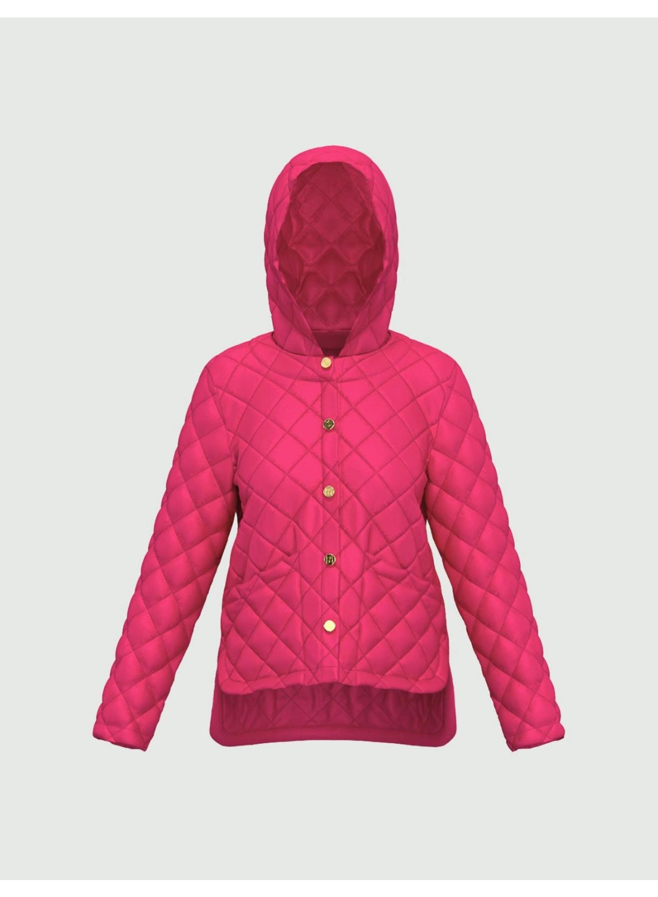 Fuchsia water-repellent padded jacket with removable hood Emme Marella - 4