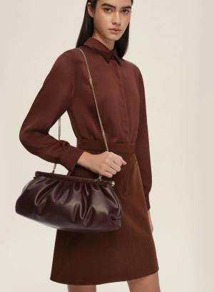 Bordeaux hand-shoulder Bag with removable metal chain shoulder strap Emme Marella - 47830