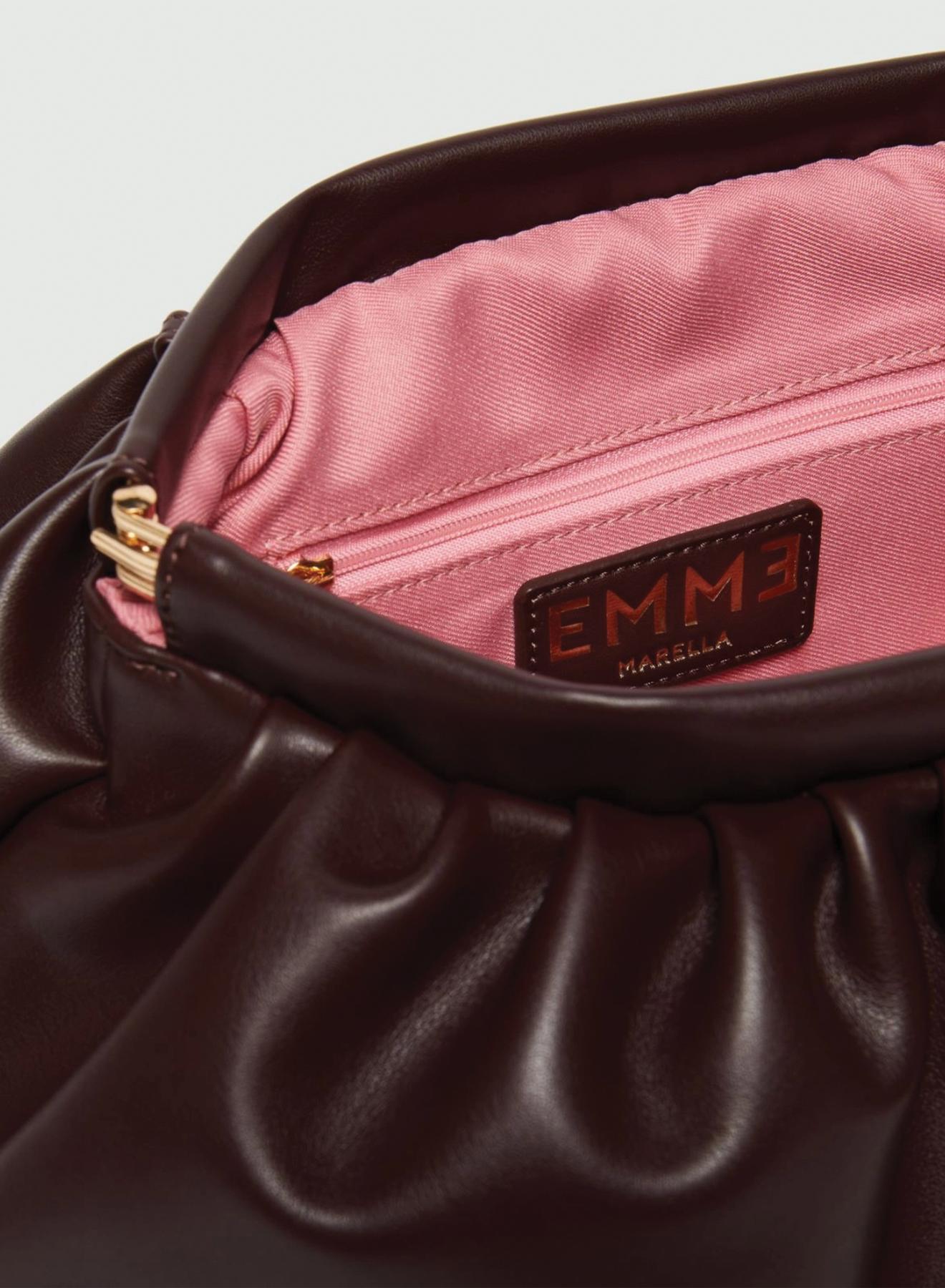 Bordeaux hand-shoulder Bag with removable metal chain shoulder strap Emme Marella - 4