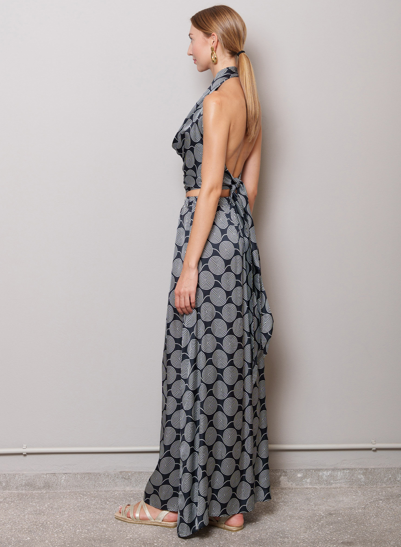 Navy Blue-White Top with spiral print "Hera" Capetanissa - 0