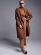 Cognac double breasted Coat with external pockets Fly Luxury - 2