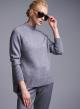 Grey half-turtleneck Sweater with side slits Lablume - 1