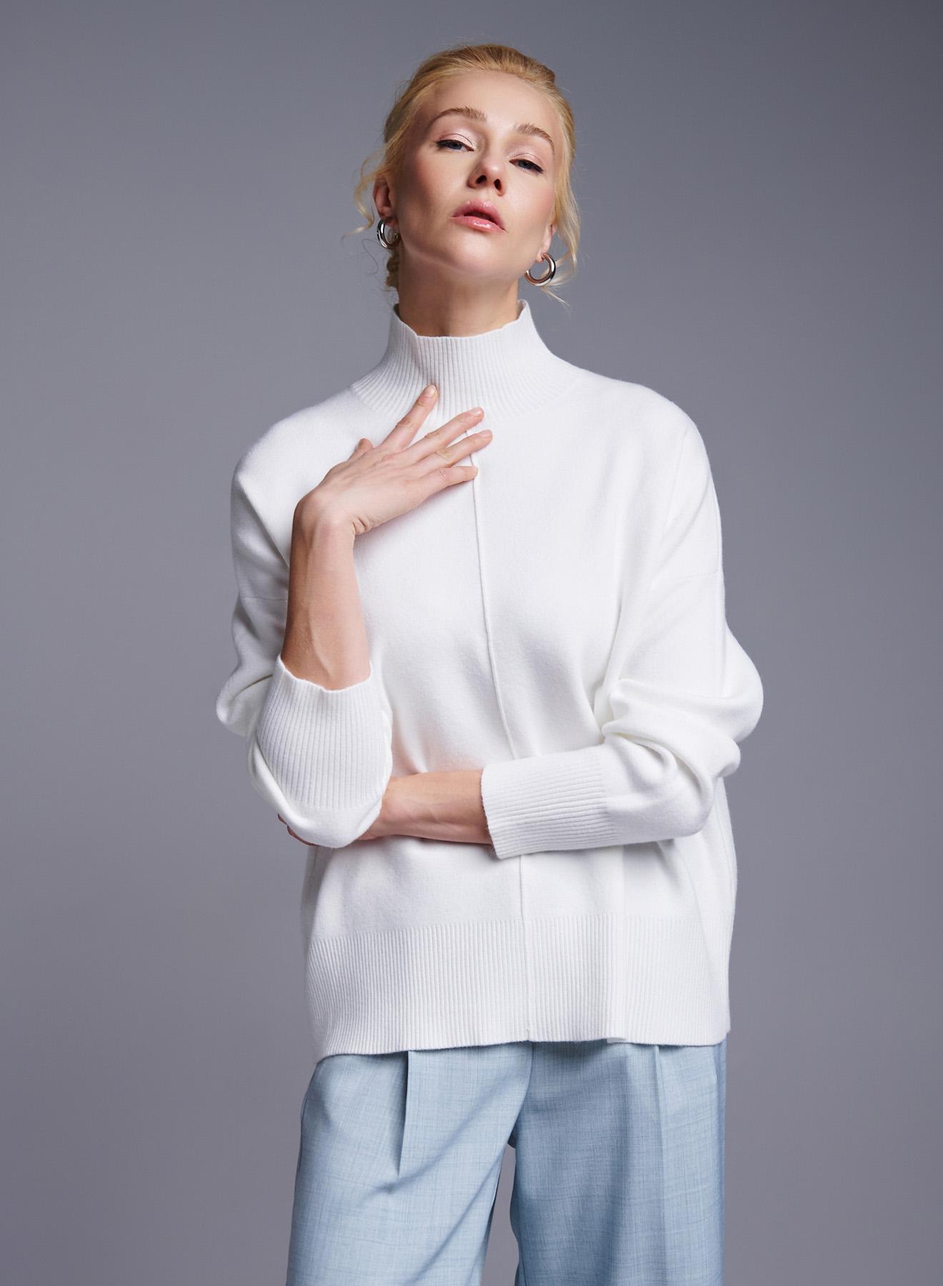 White straight fit turtleneck Sweater Bluoltre - 4