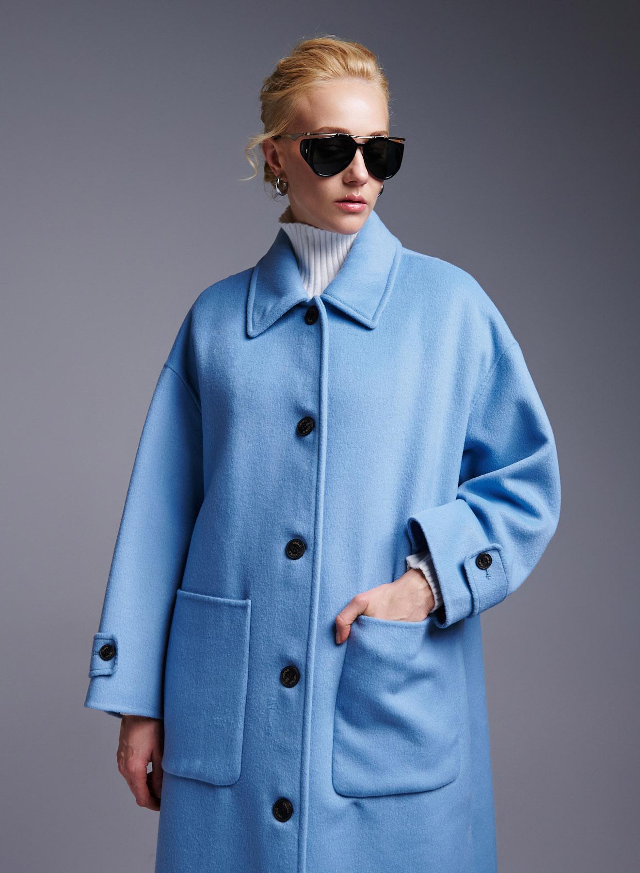 Light Blue Coat with single lapel Vicolo - 4