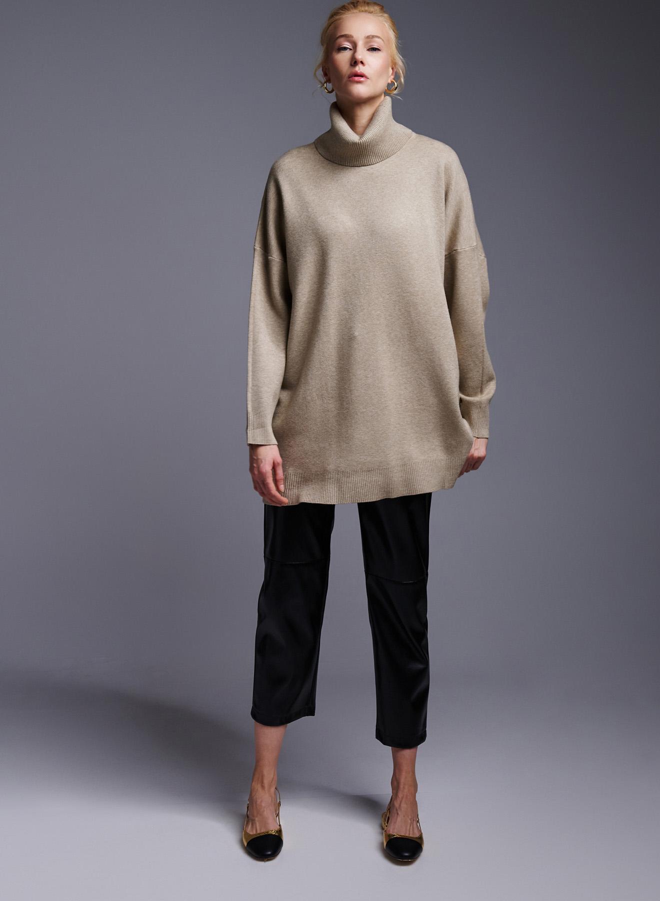 Taupe Πουλόβερ ζιβάγκο oversized Lara - 4