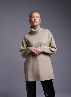 Taupe Πουλόβερ ζιβάγκο oversized Lara - 37836