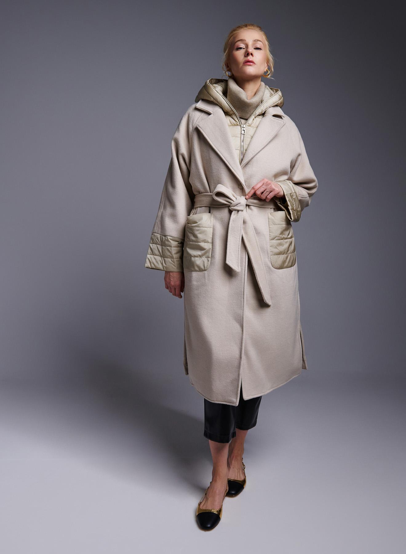 Beige Coat with belt and detachable padded Gilet Fly Luxury - 2