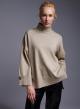 Taupe turtleneck Sweater with long sleeves with turn ups Lara - 1