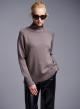 Taupe turtleneck Sweater with small sequins Lablume  - 1