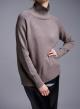 Taupe turtleneck Sweater with small sequins Lablume  - 3