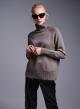 Taupe turtleneck Sweater with small sequins Lablume  - 0