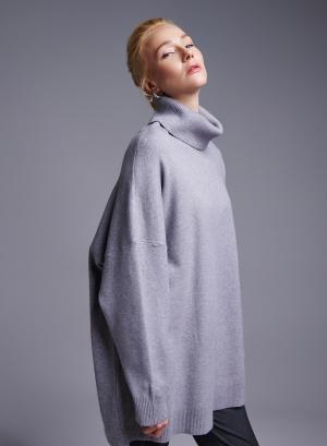 Γκρι Πουλόβερ ζιβάγκο oversized Lara - 38153