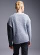 Grey-Dark Grey Sweater with round neckline and with sequins Bluoltre-5