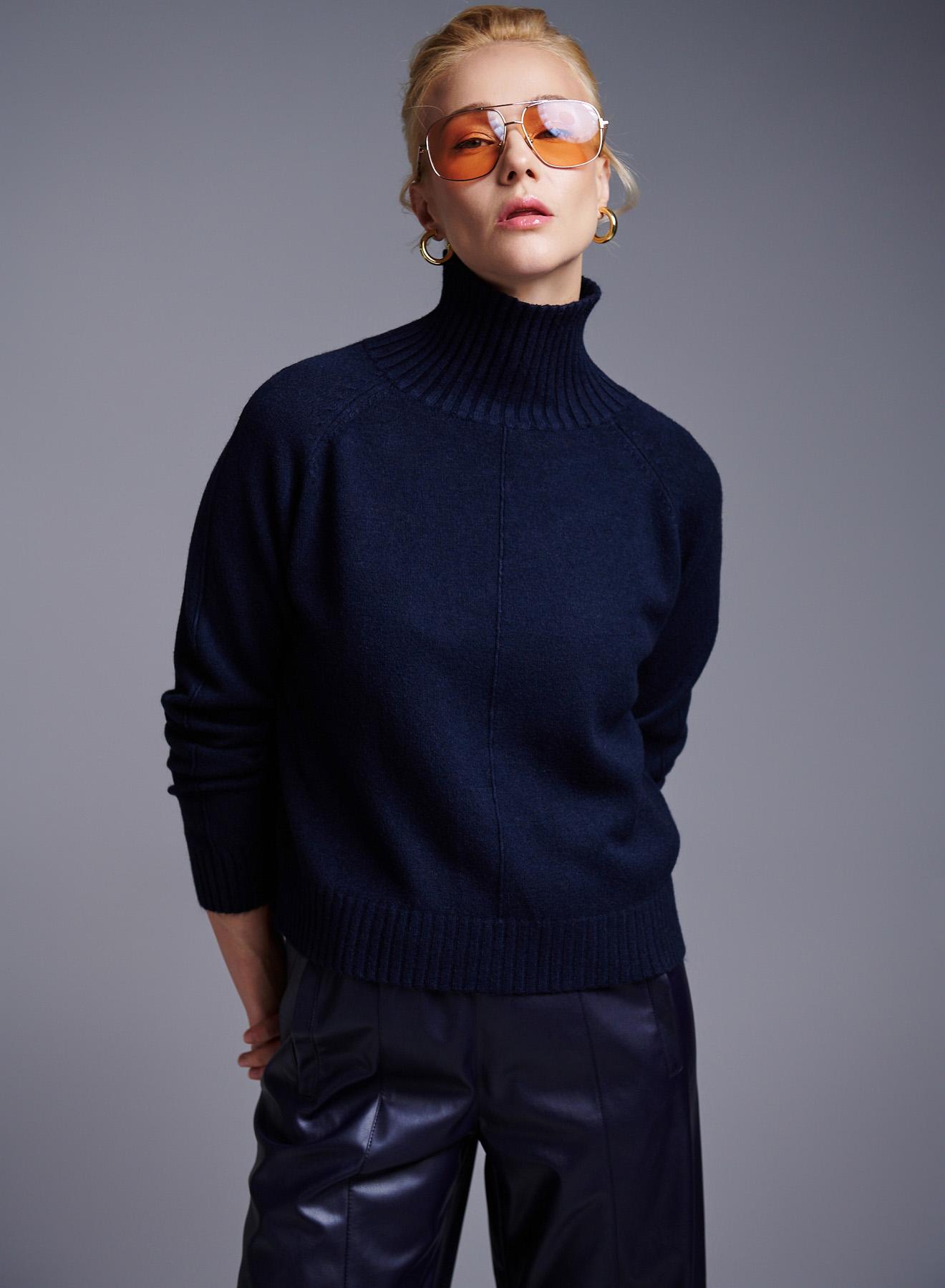 Dark Blue turtleneck Sweater Luxe - 1