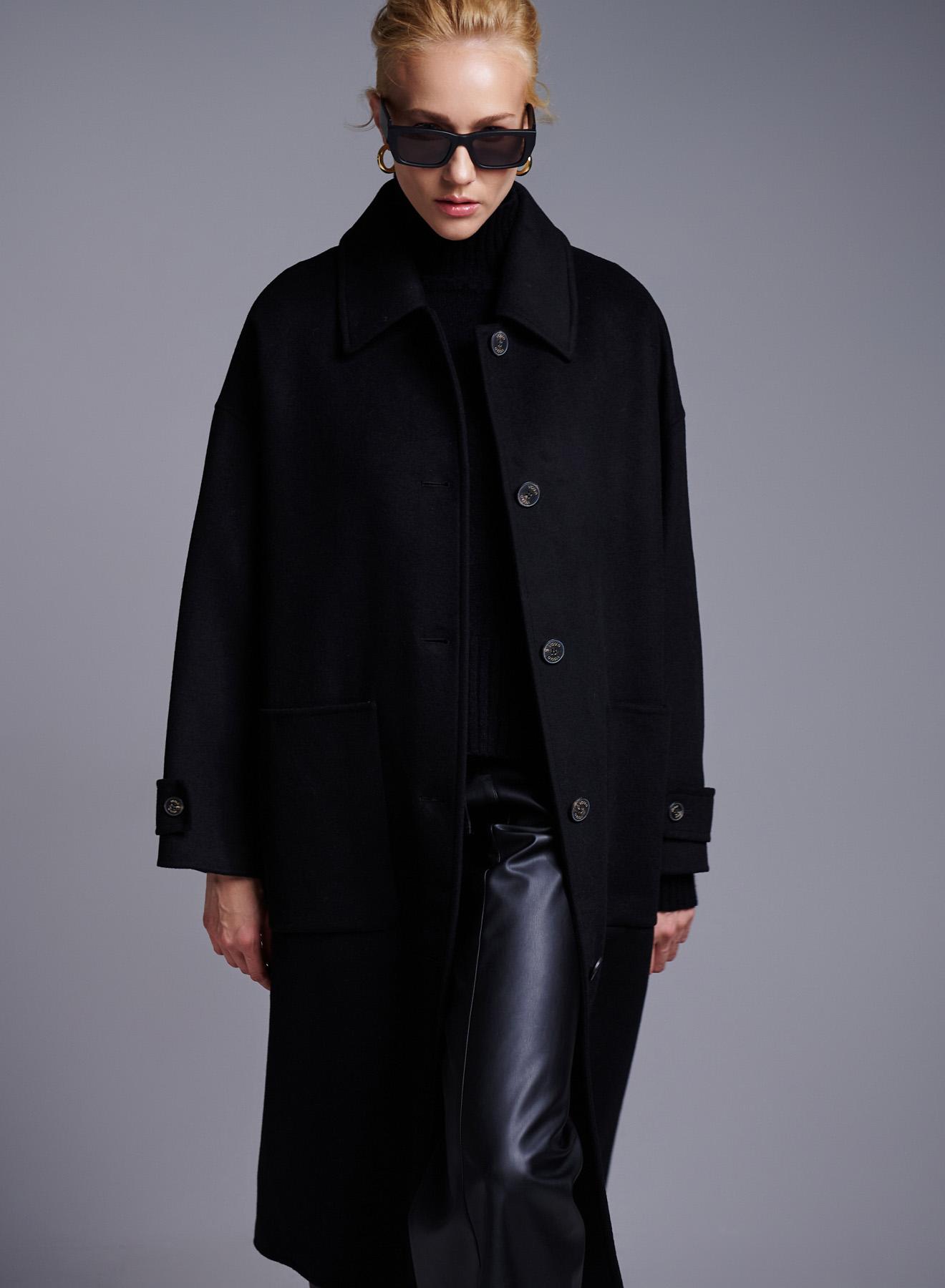 Black Coat with single lapel Vicolo - 2