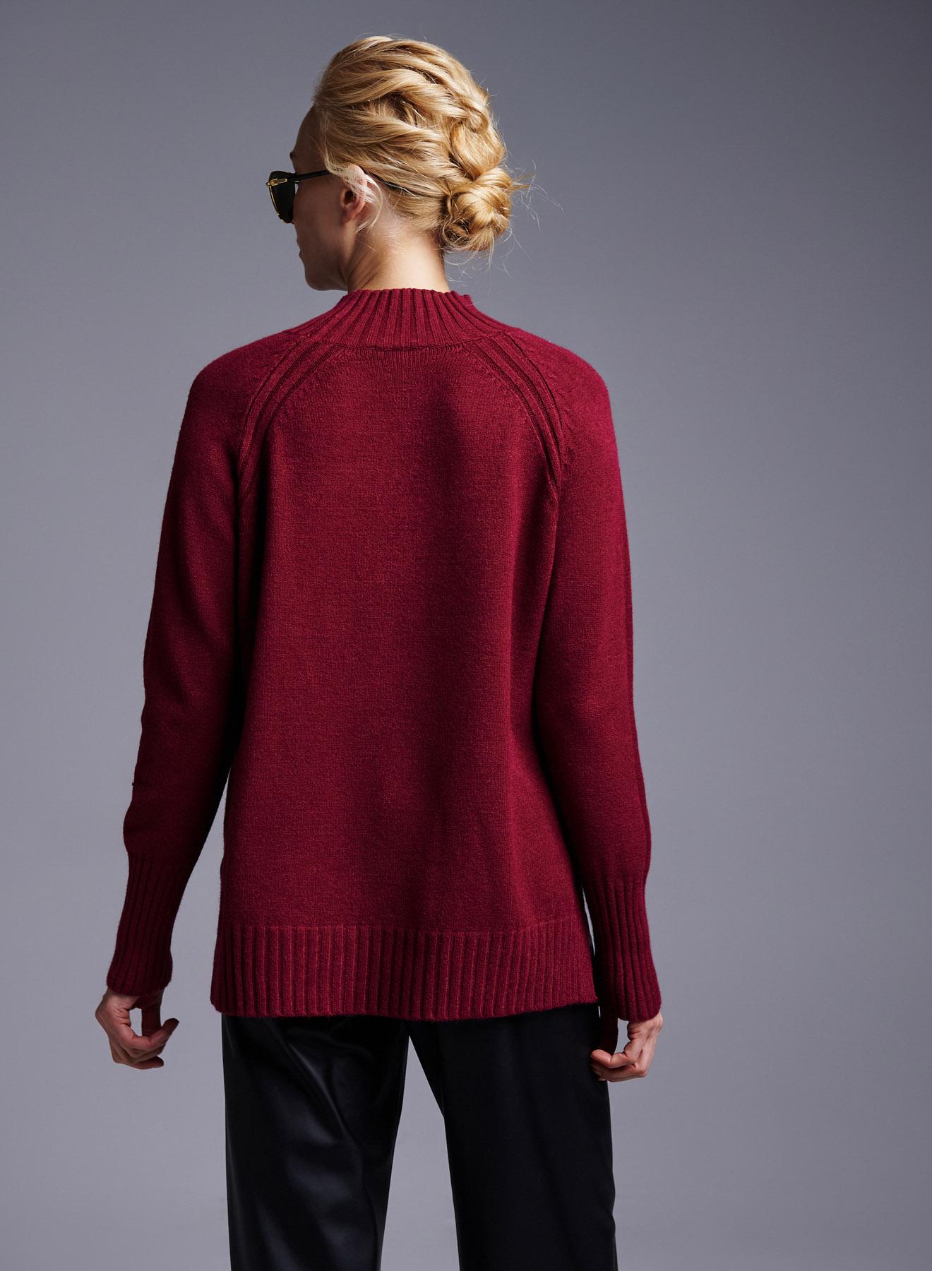 Bordeaux half-turtleneck Sweater with side slits Lablume - 5