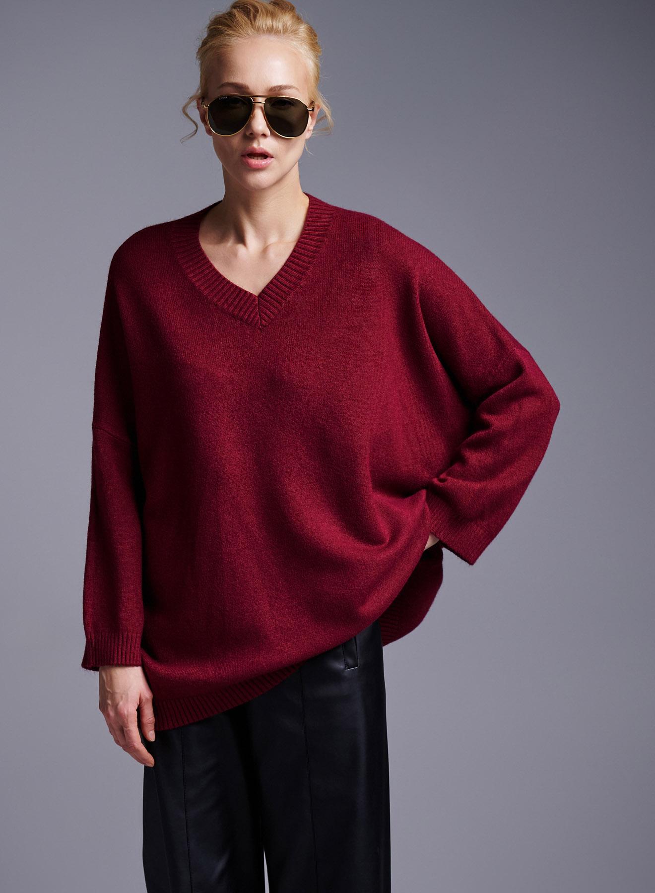 Bordeaux lose fit Sweater with V neckline Lablume - 1