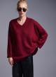 Bordeaux lose fit Sweater with V neckline Lablume - 0