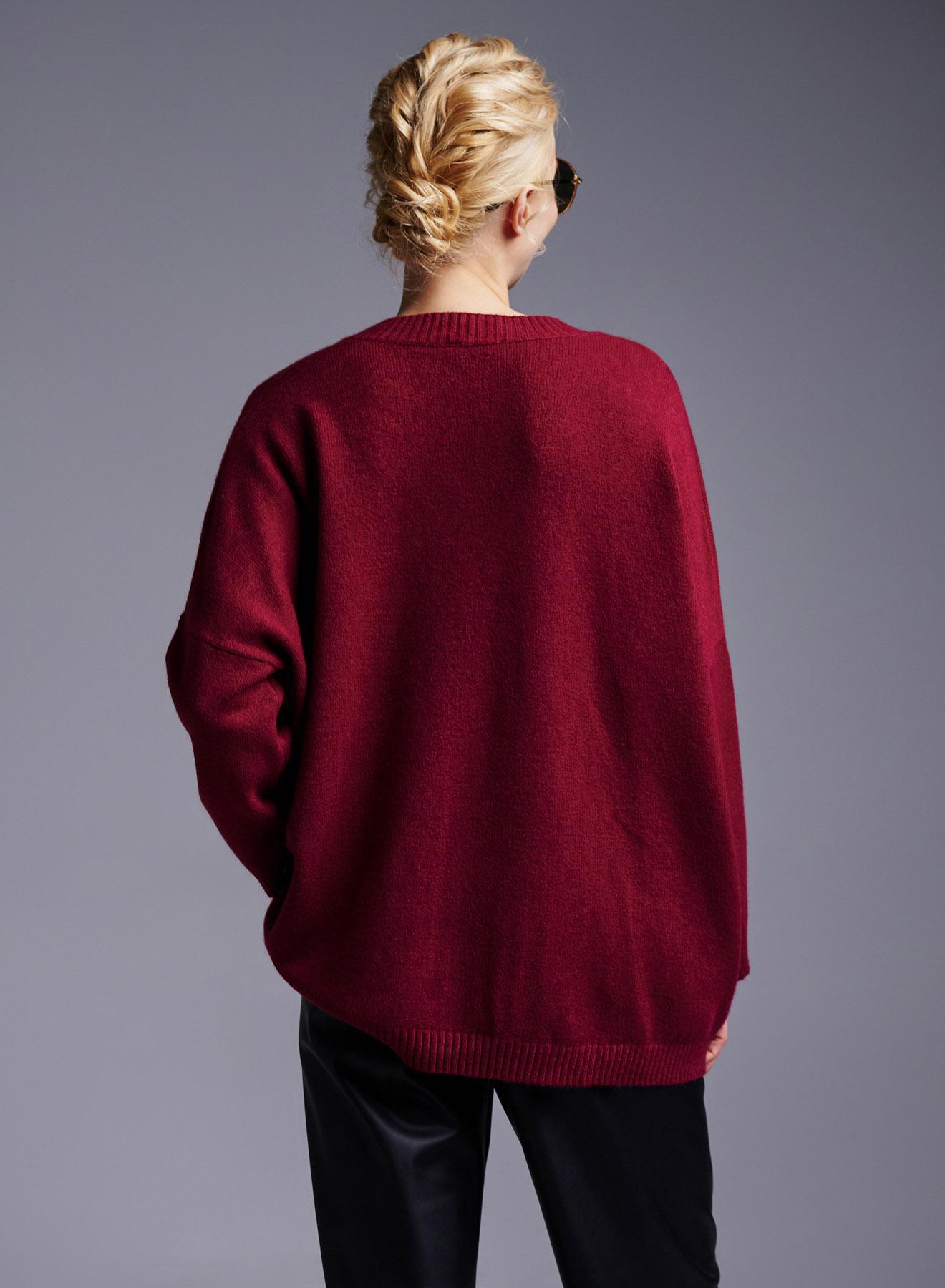 Bordeaux lose fit Sweater with V neckline Lablume - 5