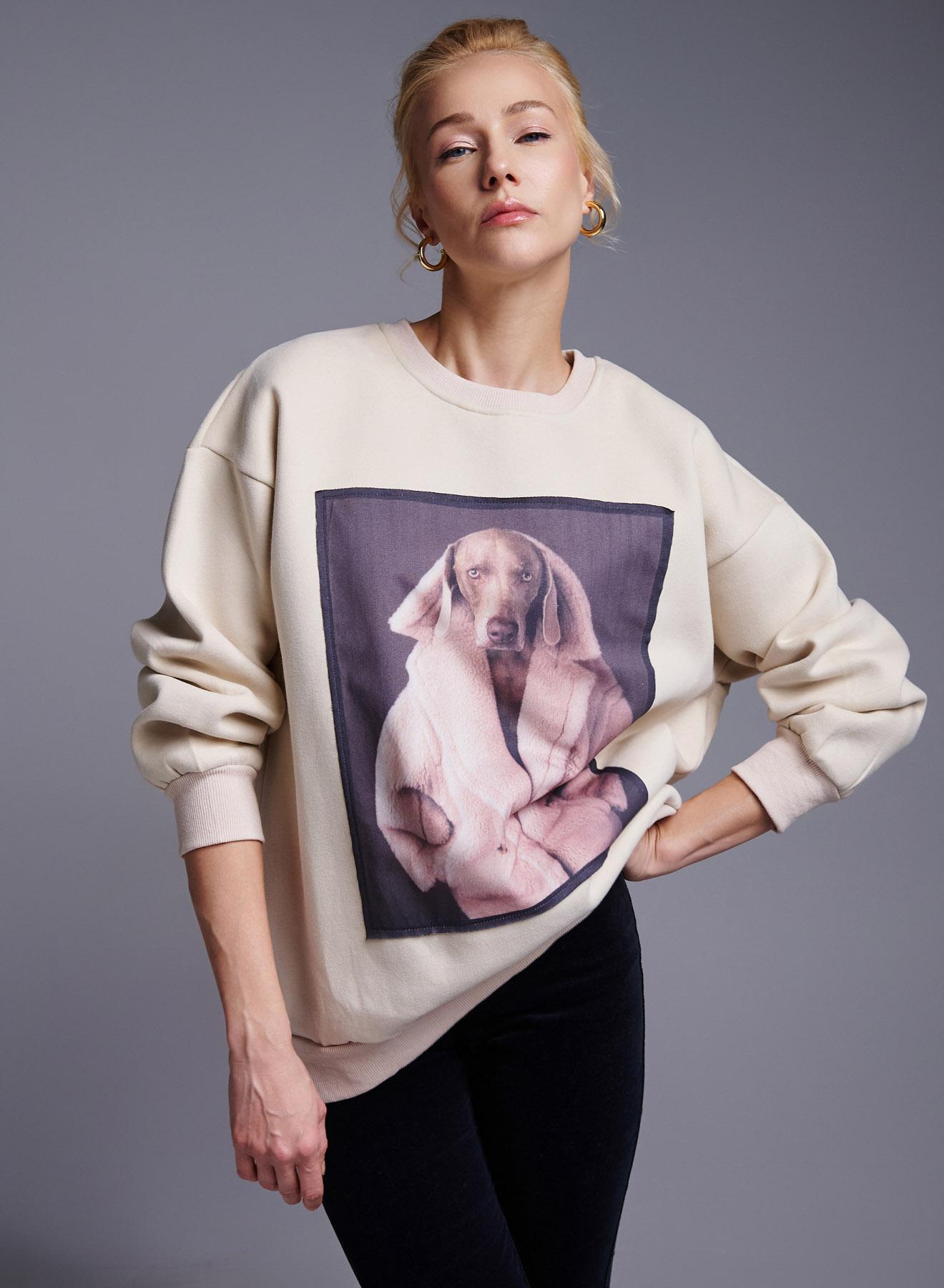 Cream printed Sweatshirt Lara - 2