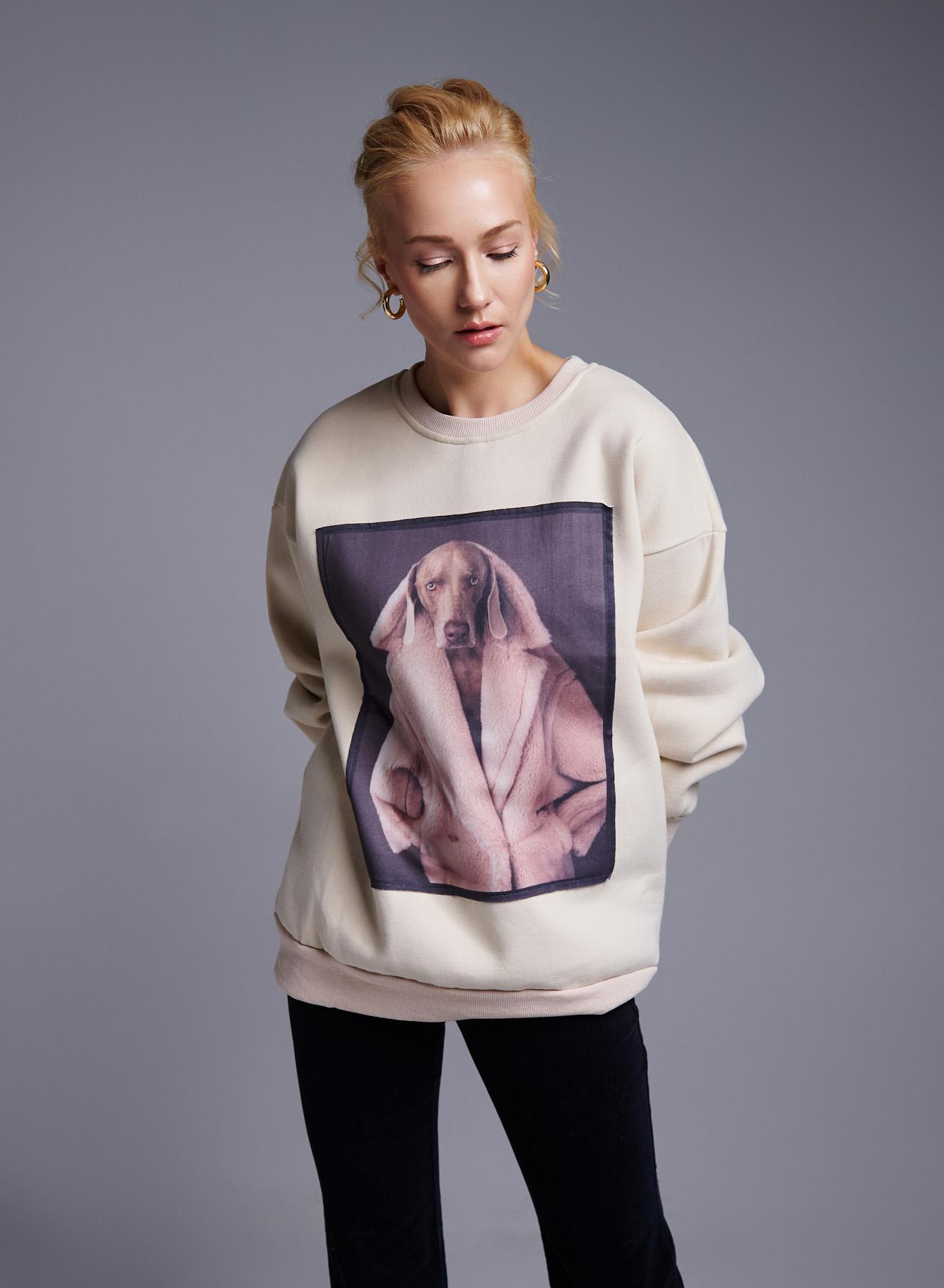 Cream printed Sweatshirt Lara - 3