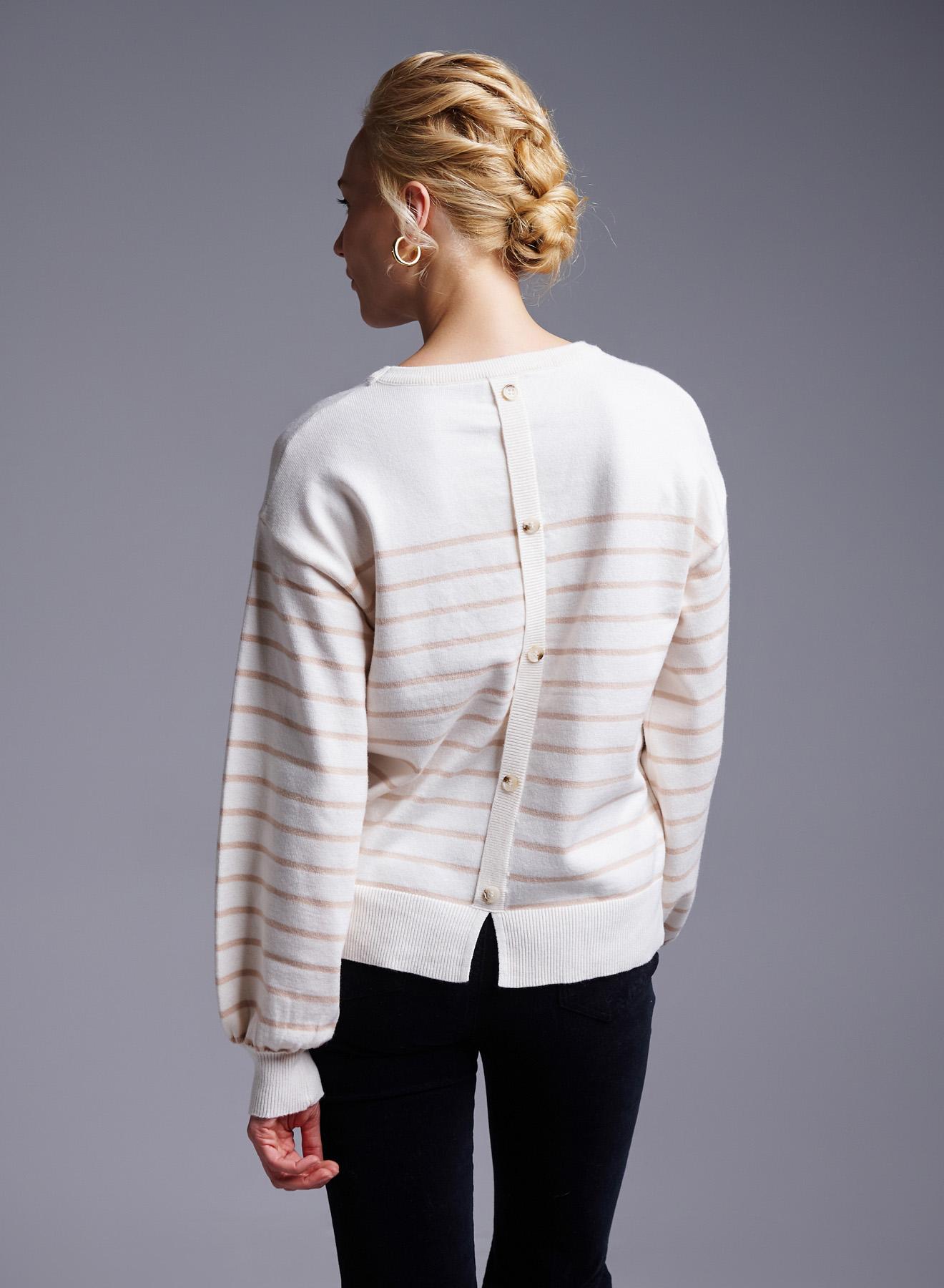 White-Beige Sweater with stripes Finery - 4