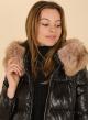 Long puffer jacket with detachable hood with detachable eco fur - 1