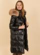 Long puffer jacket with detachable hood with detachable eco fur - 2