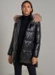 Puffer jacket with zip on the side and hood with fur - 0