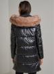 Puffer jacket with zip on the side and hood with fur - 3