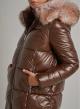 Long puffer jacket with detachable hood with detachable eco fur - 1